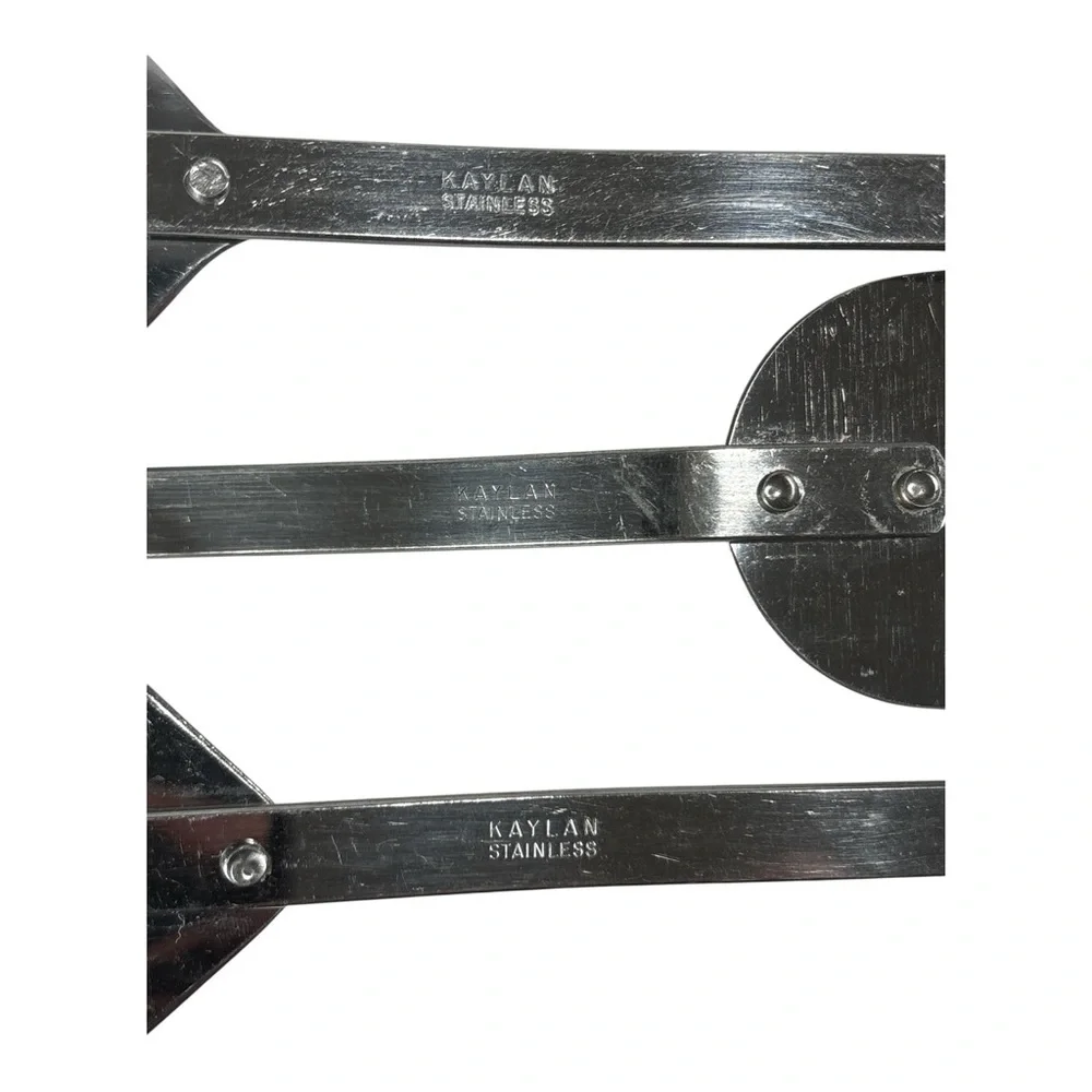 Vtg Kaylan Stainless Long Handle Spatula Cooking Spoon Slotted Spoon Utensil Set
